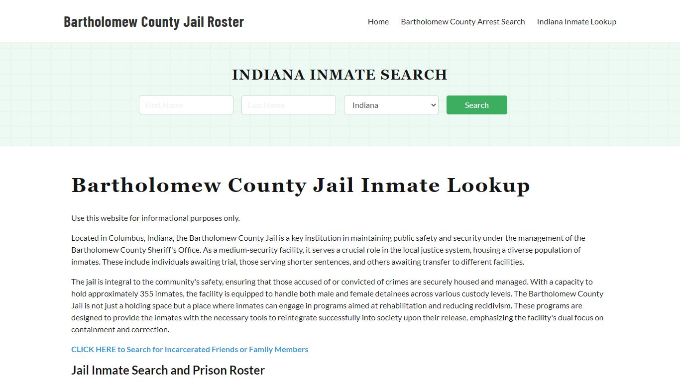 Bartholomew County Jail Roster Lookup, IN, Inmate Search