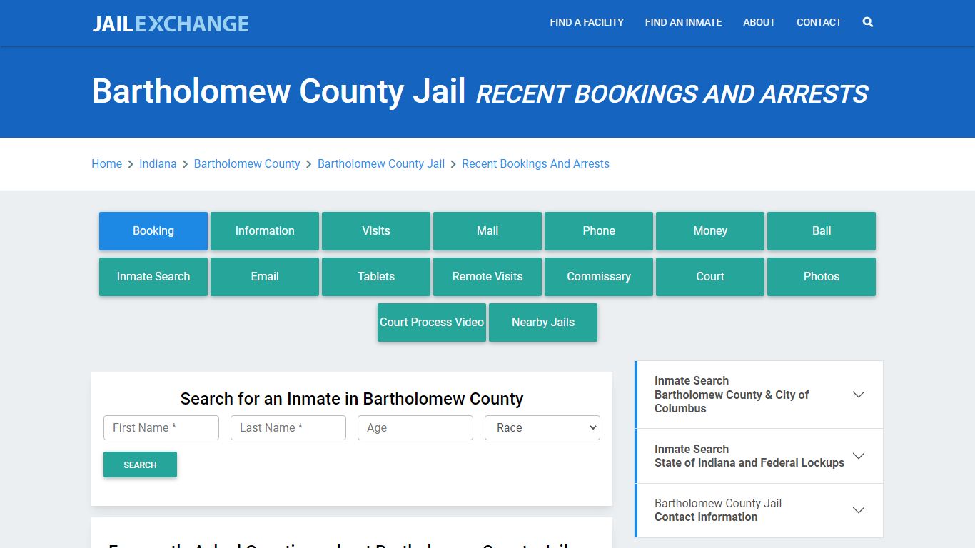 Bartholomew County Jail Recent Bookings And Arrests