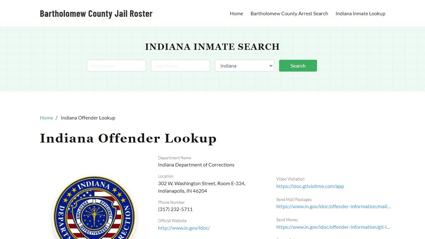 Indiana Inmate Search, Jail Rosters - Bartholomew County Jail